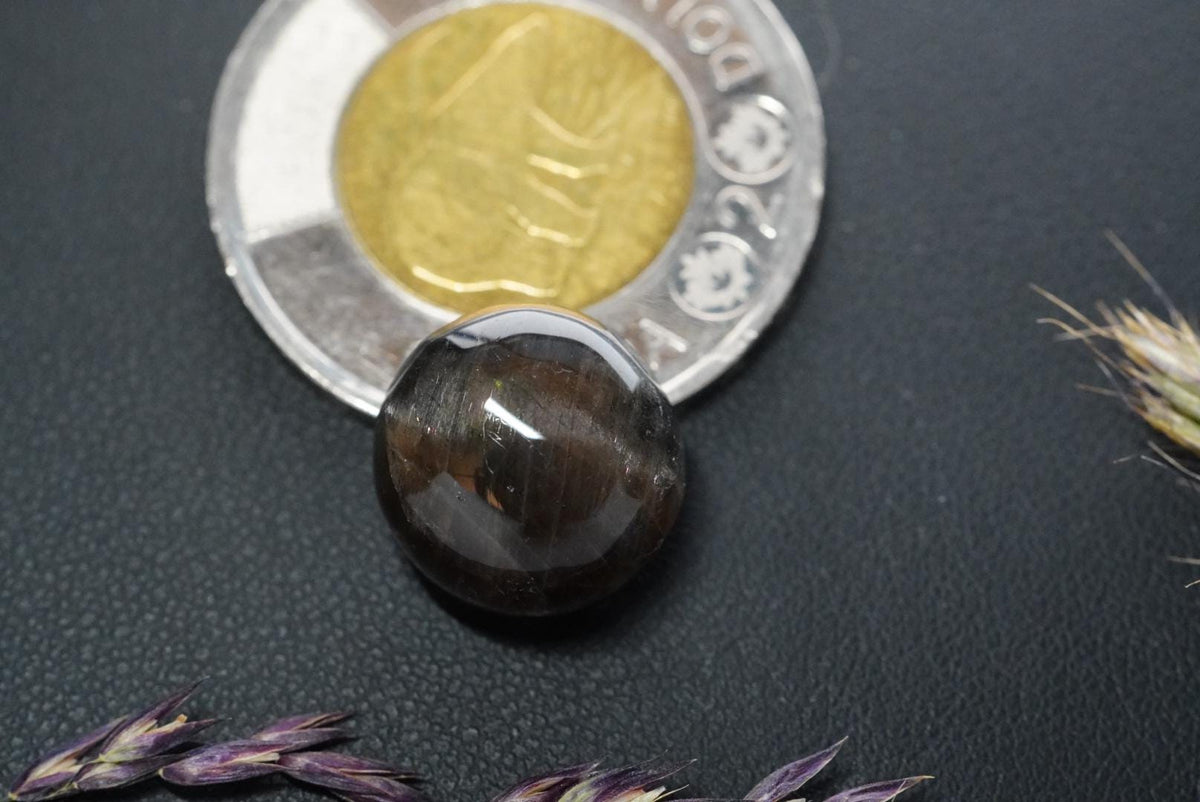 Labradorite Cabochon, 13 x 8 mm, Handmade Round, from Newfoundland and Labrador, Canada