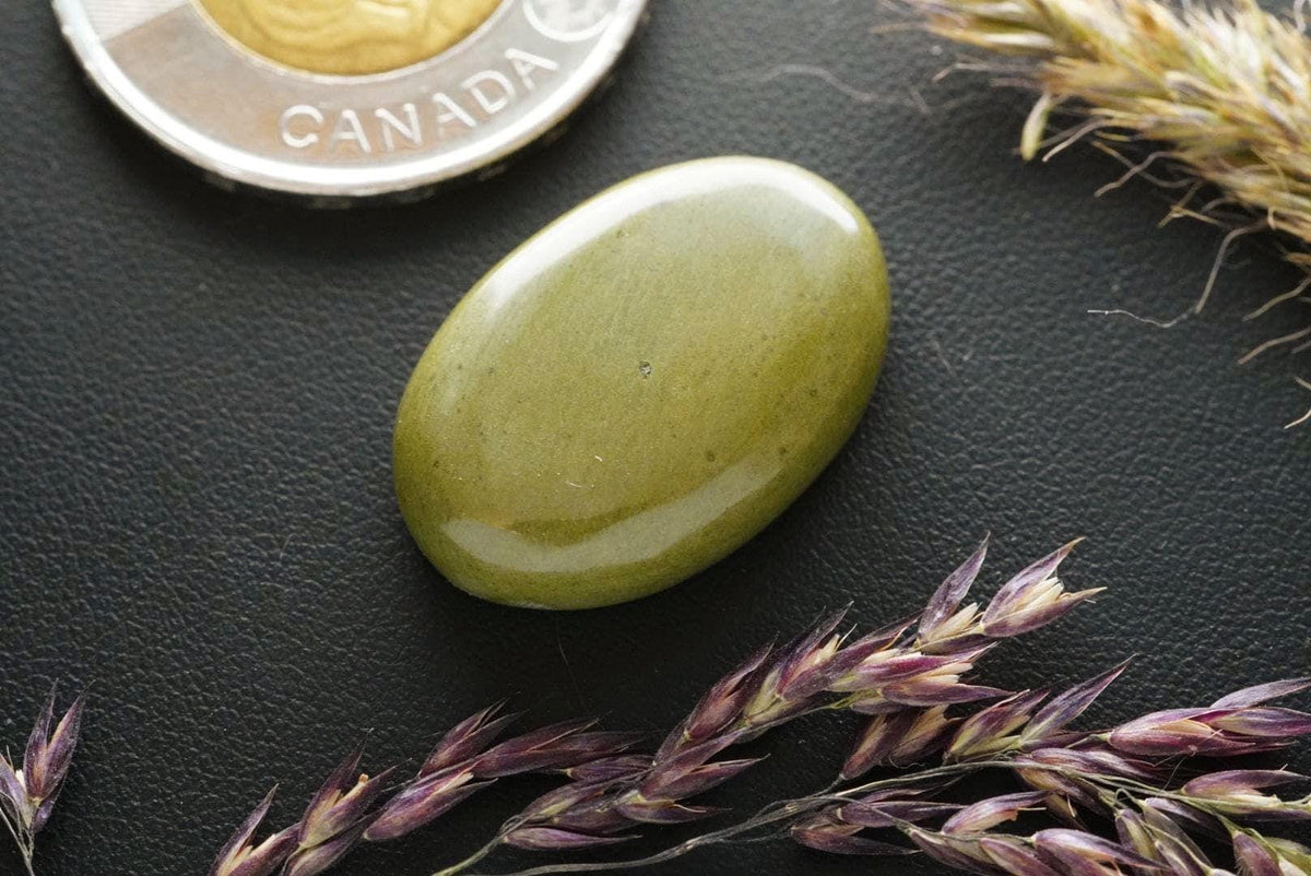 Epidosite Cabochon, 24 x 16 mm, Handmade Oval, from Saskatchewan, Canada