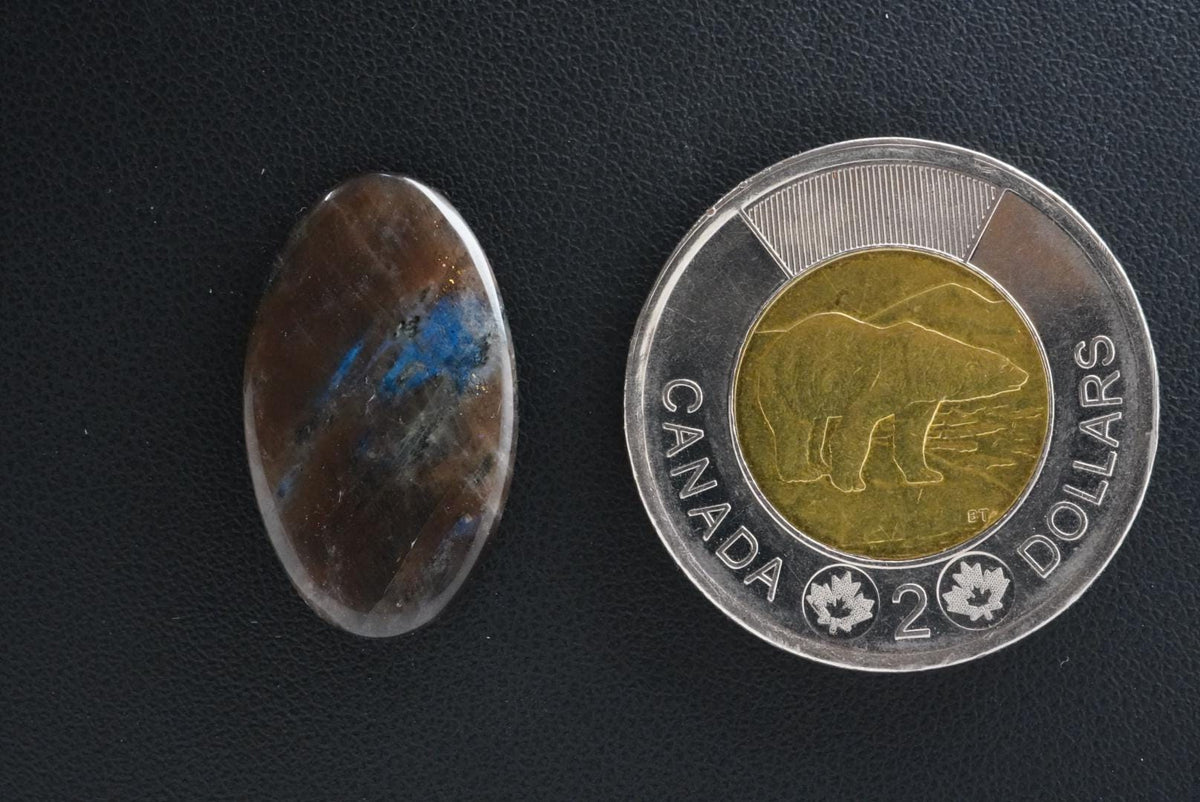 Labradorite Cabochon, 25 x 14 mm, Handmade Oval, from Newfoundland and Labrador, Canada