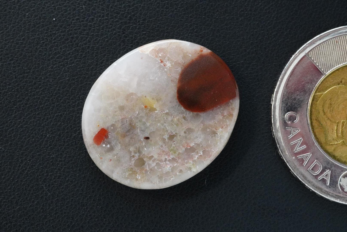 Puddingstone Cabochon, 25 x 21 mm, Handmade Oval, from Ontario, Canada