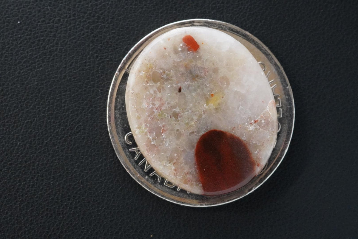 Puddingstone Cabochon, 25 x 21 mm, Handmade Oval, from Ontario, Canada