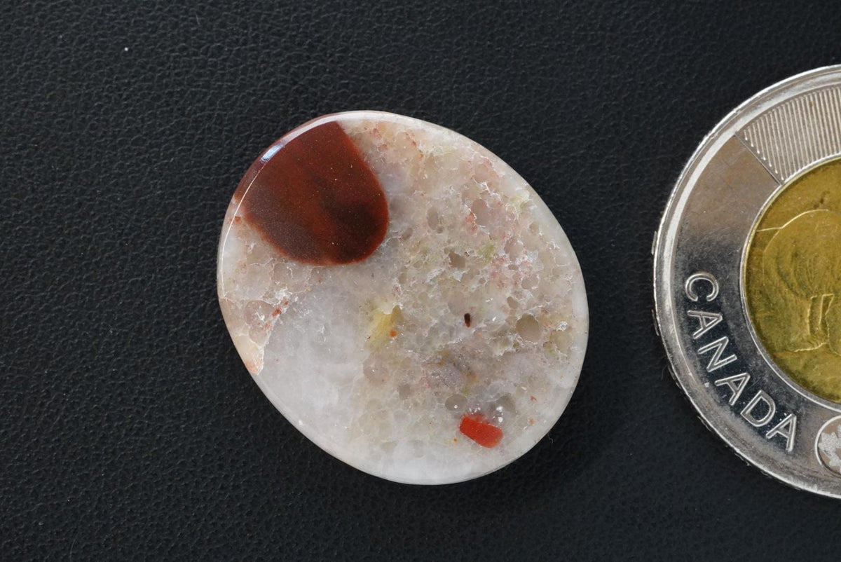 Puddingstone Cabochon, 25 x 21 mm, Handmade Oval, from Ontario, Canada
