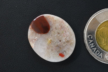 Puddingstone Cabochon, 25 x 21 mm, Handmade Oval, from Ontario, Canada