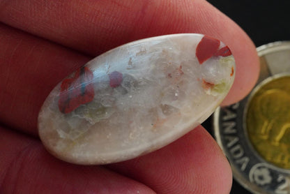 Puddingstone Cabochon, 30 x 16 mm, Handmade Oval, from Ontario, Canada