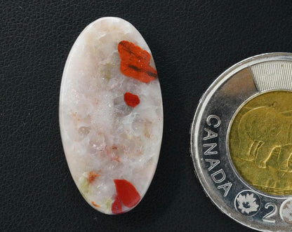Puddingstone Cabochon, 30 x 16 mm, Handmade Oval, from Ontario, Canada