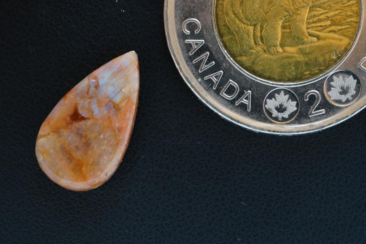 Peristerite Cabochon, 17 x 10 mm, Handmade Pear, from the Perth Region of Ontario, Canada