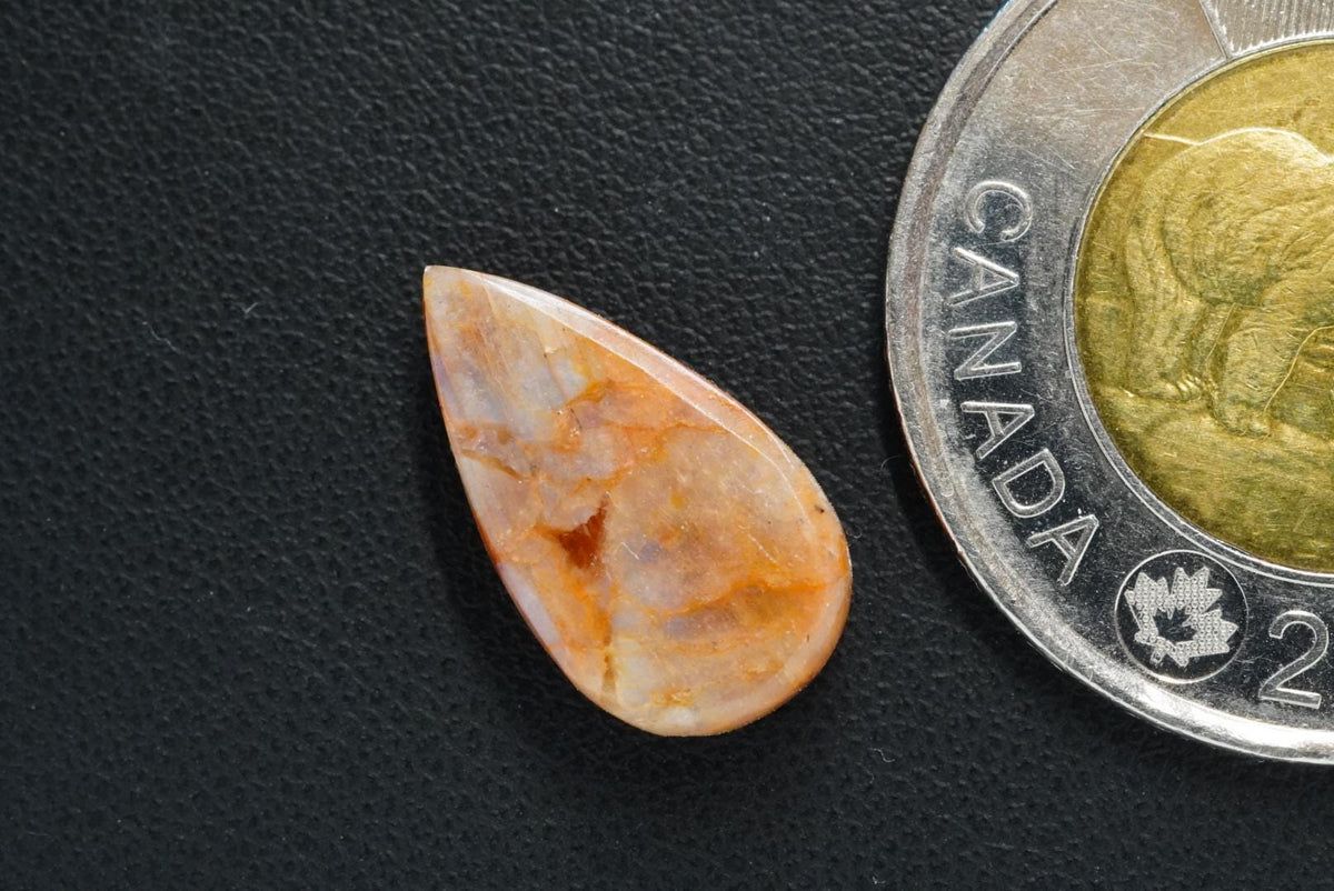 Peristerite Cabochon, 17 x 10 mm, Handmade Pear, from the Perth Region of Ontario, Canada