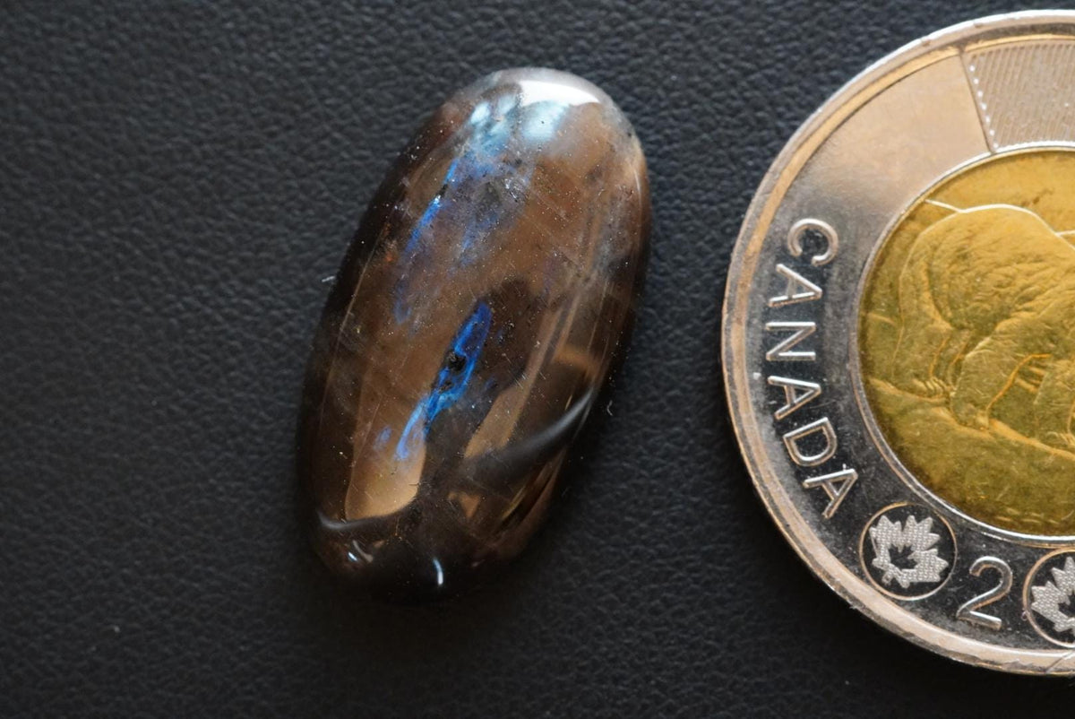 Labradorite Cabochon, 24 x 13 mm, Handmade Oval, from Newfoundland and Labrador, Canada