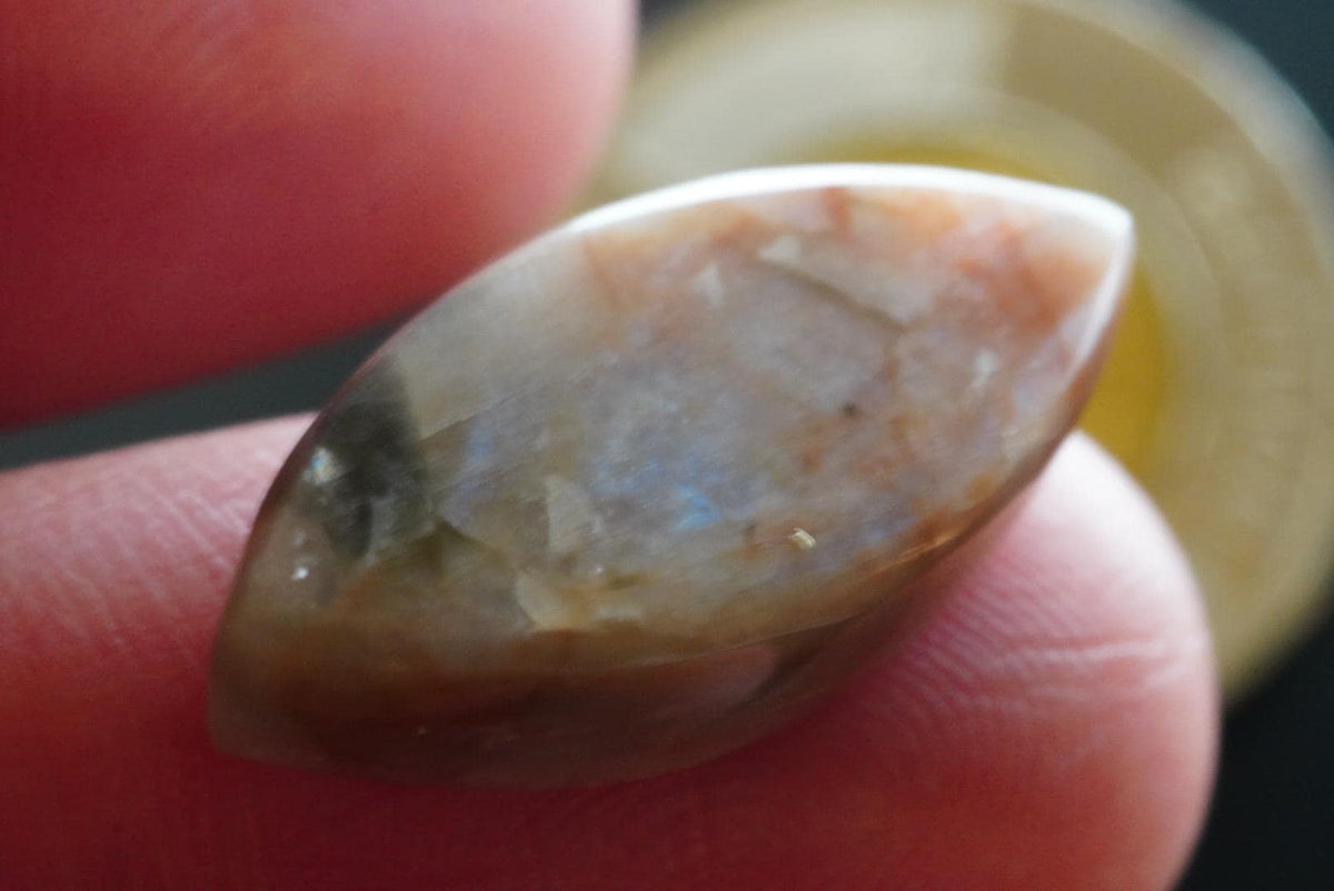 Peristerite Cabochon, 21 x 10 mm, Handmade Marquise, from the Quadrille Region of Ontario, Canada