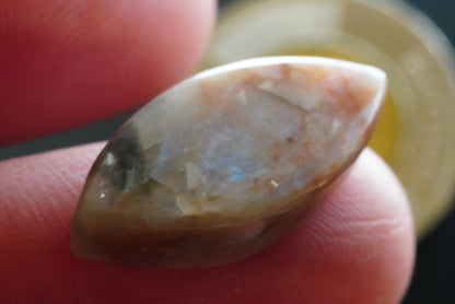 Peristerite Cabochon, 21 x 10 mm, Handmade Marquise, from the Quadrille Region of Ontario, Canada