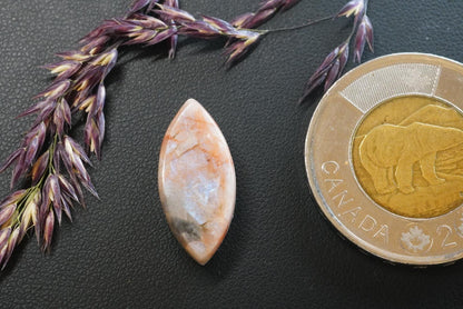 Peristerite Cabochon, 21 x 10 mm, Handmade Marquise, from the Quadrille Region of Ontario, Canada