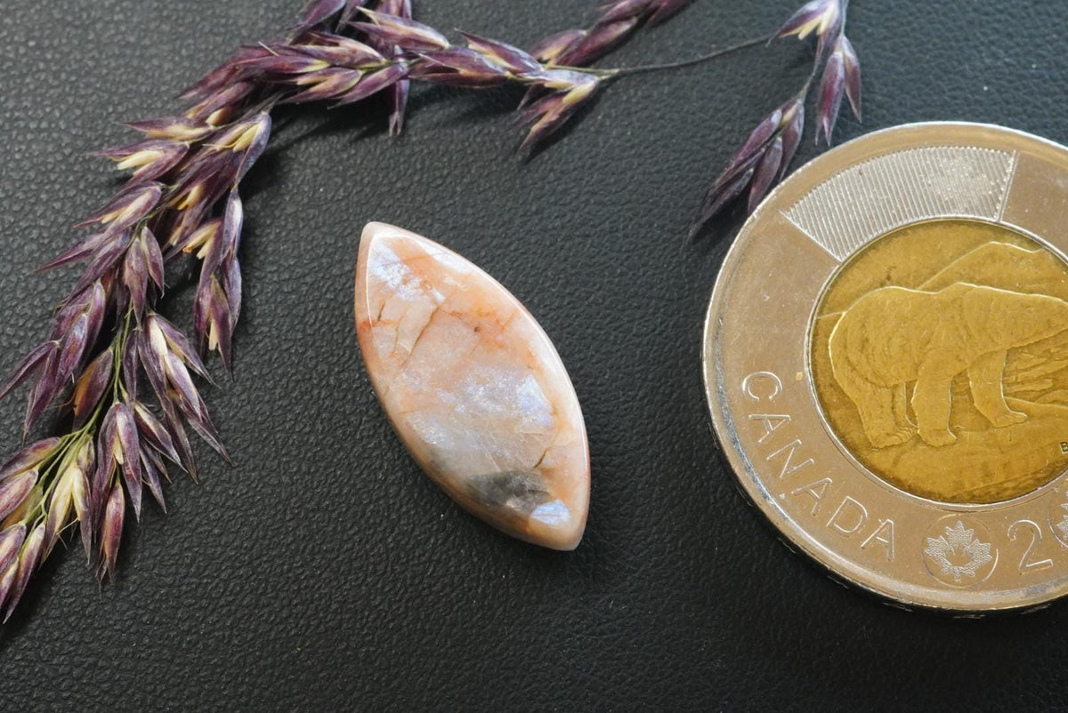 Peristerite Cabochon, 21 x 10 mm, Handmade Marquise, from the Quadrille Region of Ontario, Canada