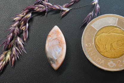 Peristerite Cabochon, 21 x 10 mm, Handmade Marquise, from the Quadrille Region of Ontario, Canada