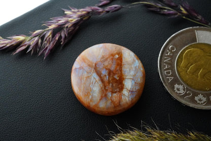 Peristerite Cabochon, 23 x 5 mm,  Handmade Round, from Ontario, Canada