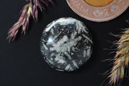 Flower Stone Cabochon, 21 x 7 mm, Handmade Round, from British Columbia, Canada
