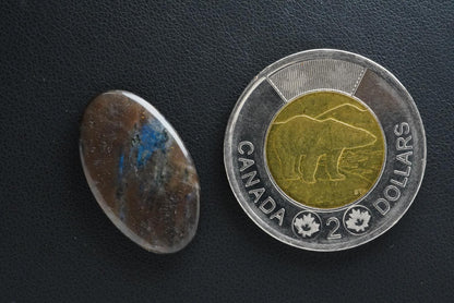 Labradorite Cabochon, 25 x 14 mm, Handmade Oval, from Newfoundland and Labrador, Canada