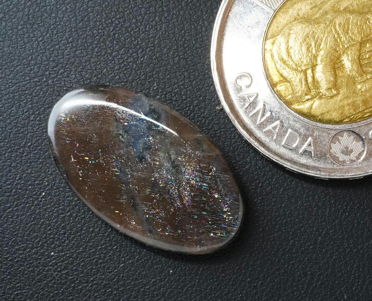 Labradorite Cabochon, 25 x 14 mm, Handmade Oval, from Newfoundland and Labrador, Canada