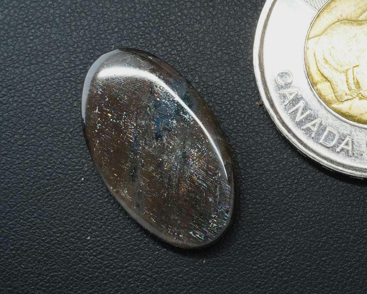 Labradorite Cabochon, 25 x 14 mm, Handmade Oval, from Newfoundland and Labrador, Canada