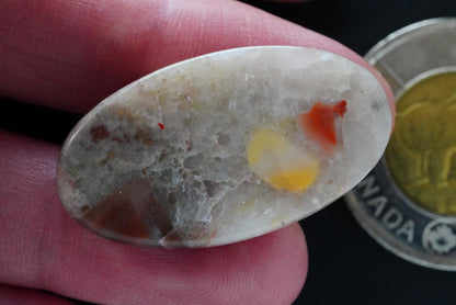 Puddingstone Cabochon, 32 x 18 mm, Oval, from Ontario, Canada