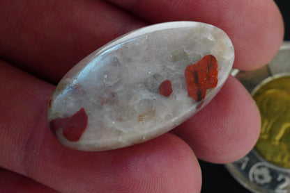 Puddingstone Cabochon, 30 x 16 mm, Handmade Oval, from Ontario, Canada