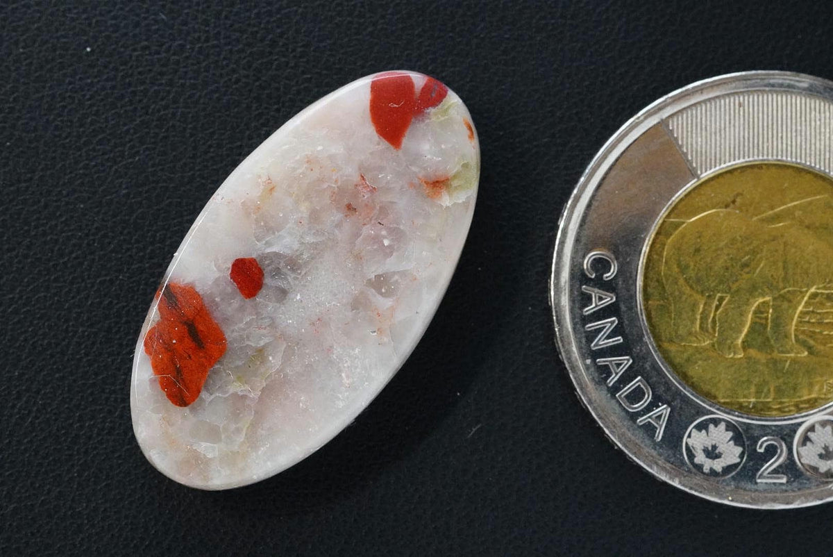 Puddingstone Cabochon, 30 x 16 mm, Handmade Oval, from Ontario, Canada