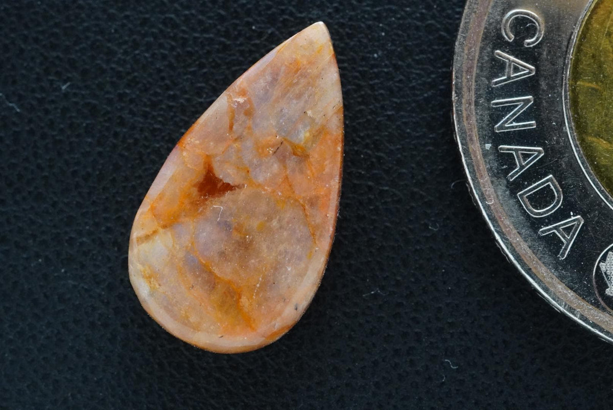 Peristerite Cabochon, 17 x 10 mm, Handmade Pear, from the Perth Region of Ontario, Canada
