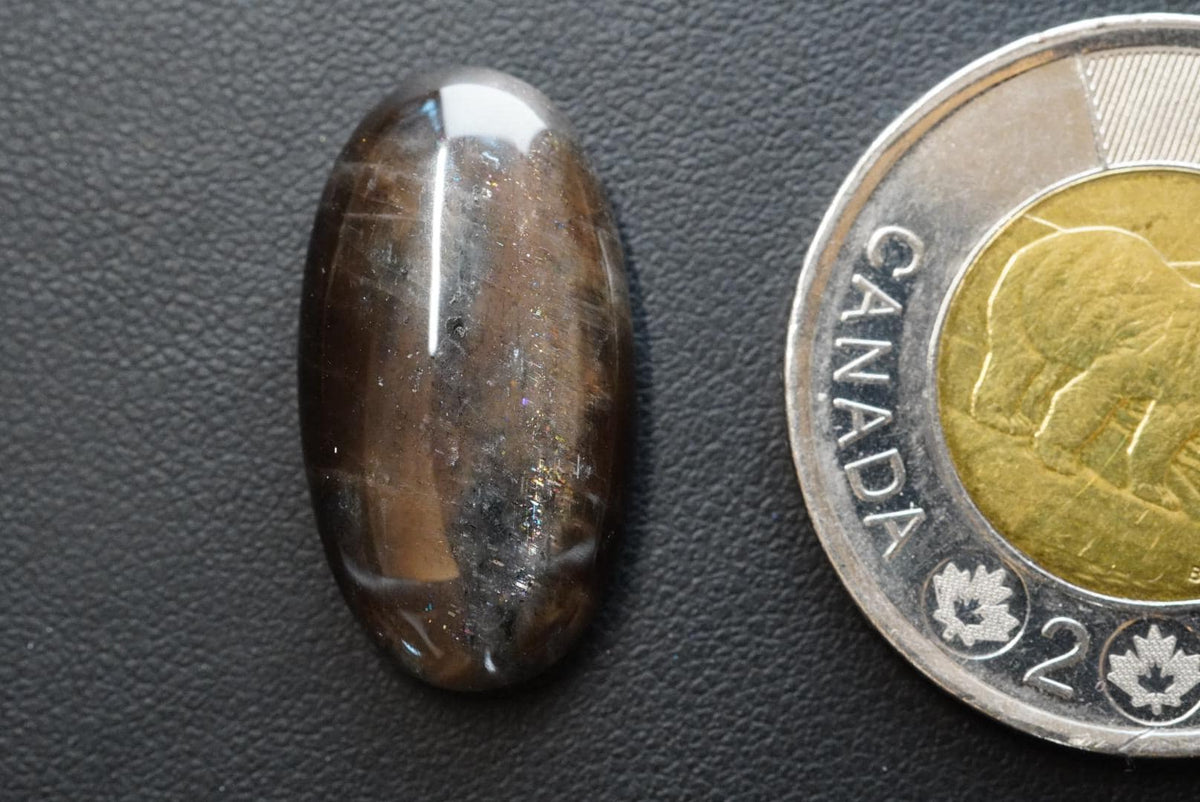 Labradorite Cabochon, 24 x 13 mm, Handmade Oval, from Newfoundland and Labrador, Canada