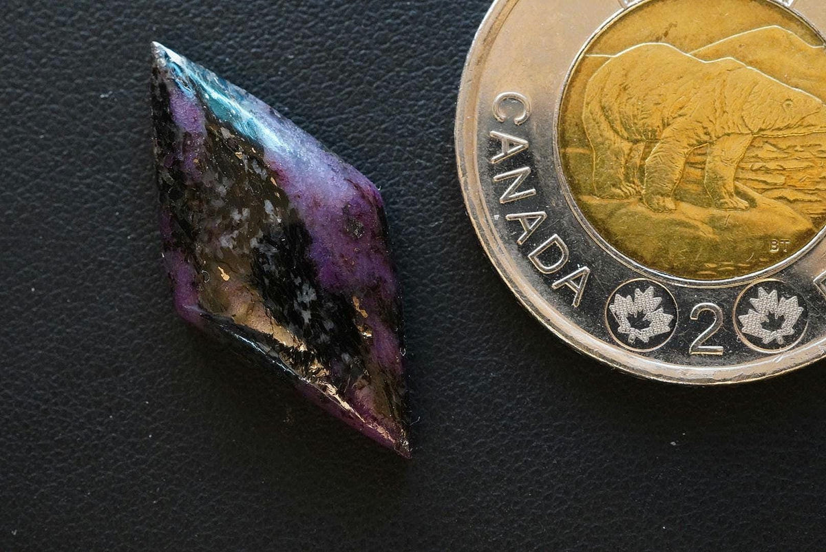 Corundum-Sapphire Cabochon, 28 x 13 mm, Handmade Diamond, from Newfoundland and Labrador, Canada