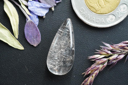 Quartz Cabochon, 26 x 12 mm, Handmade Pear, from Newfoundland and Labrador, Canada