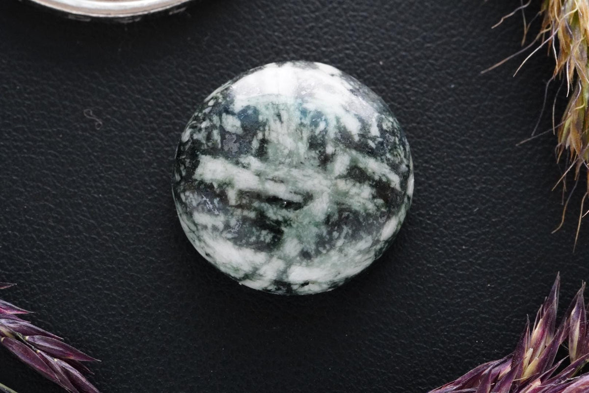 Flower Stone Cabochon, 17 x 6 mm, Handmade Round, from British Columbia, Canada