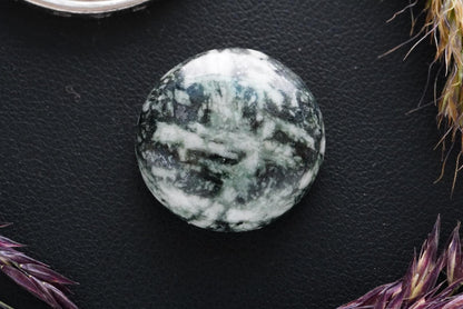 Flower Stone Cabochon, 17 x 6 mm, Handmade Round, from British Columbia, Canada