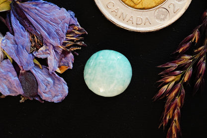 Amazonite Cabochon, 12 x 5 mm, Handmade Round, from Quebec, Canada