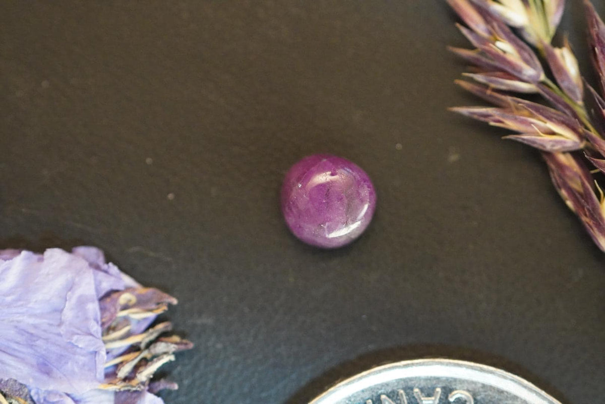 Corundum-Sapphire Cabochon, 6.25 x 3.5 mm, Handmade Round, from British Columbia, Canada