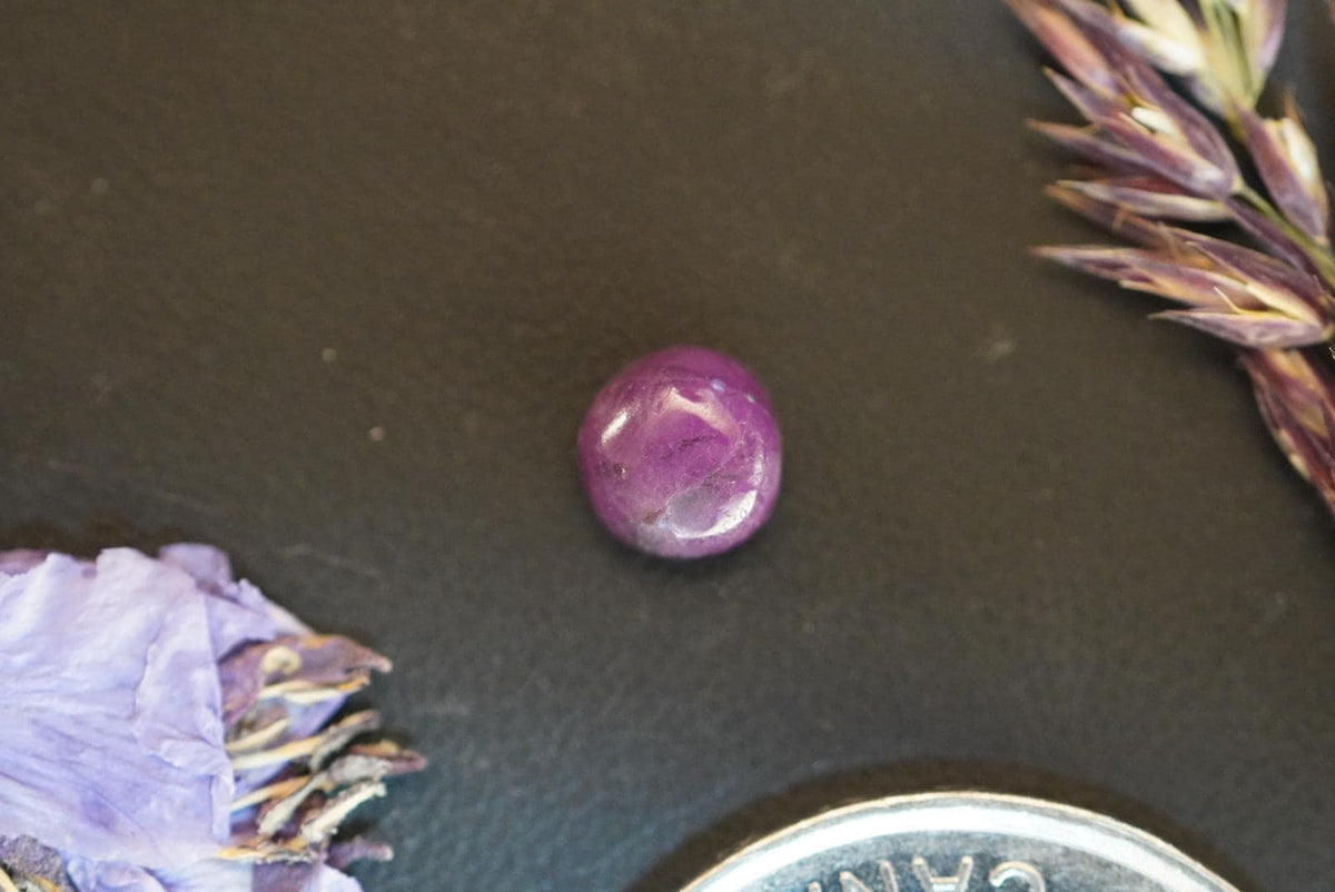 Corundum-Sapphire Cabochon, 6.25 x 3.5 mm, Handmade Round, from British Columbia, Canada