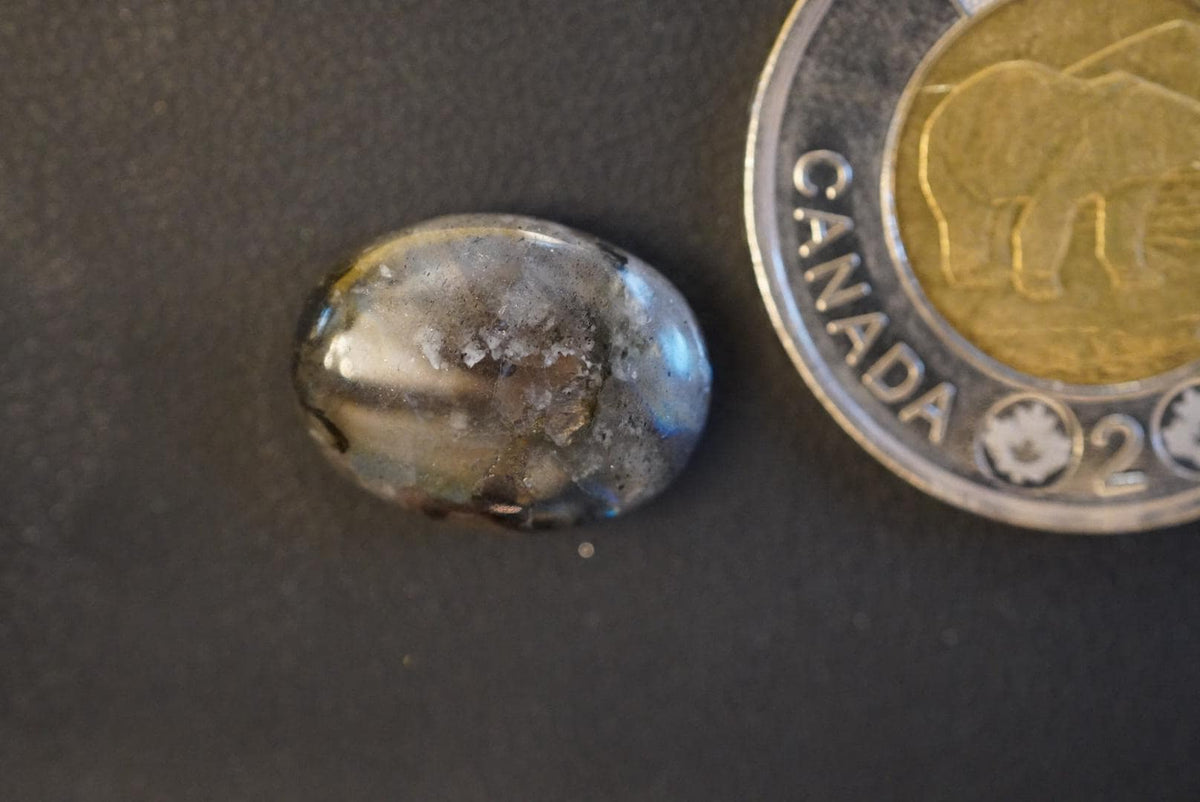 Labradorite Cabochon, 17 x 13 mm, Handmade Oval, from Newfoundland and Labrador, Canada