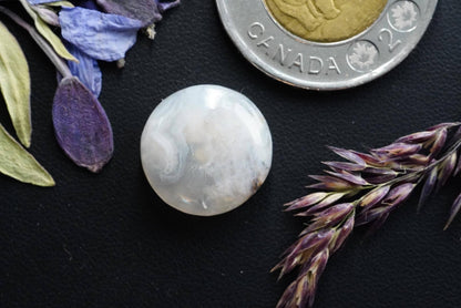 Agate Cabochon, 16 x 6 mm, Handmade Round, from British Columbia, Canada