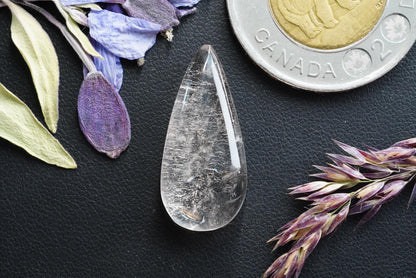 Quartz Cabochon, 26 x 12 mm, Handmade Pear, from Newfoundland and Labrador, Canada