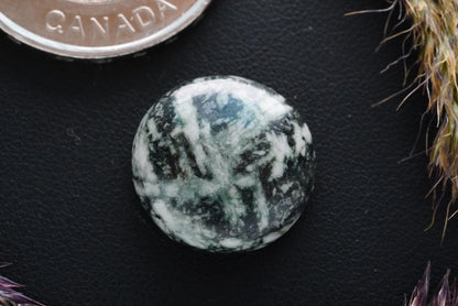 Flower Stone Cabochon, 17 x 6 mm, Handmade Round, from British Columbia, Canada