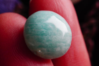 Amazonite Cabochon, 12 x 5 mm, Handmade Round, from Quebec, Canada