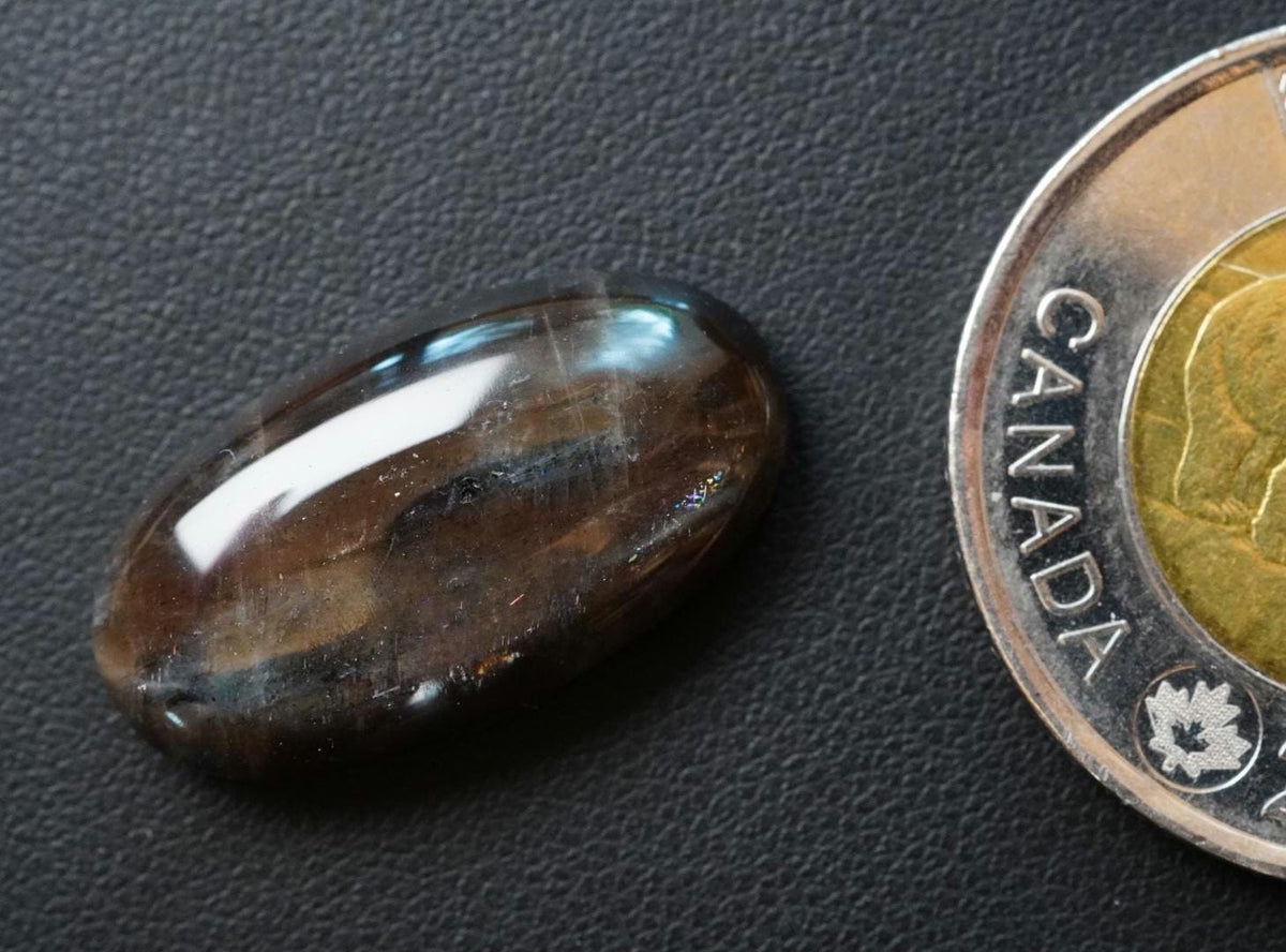 Labradorite Cabochon, 24 x 13 mm, Handmade Oval, from Newfoundland and Labrador, Canada