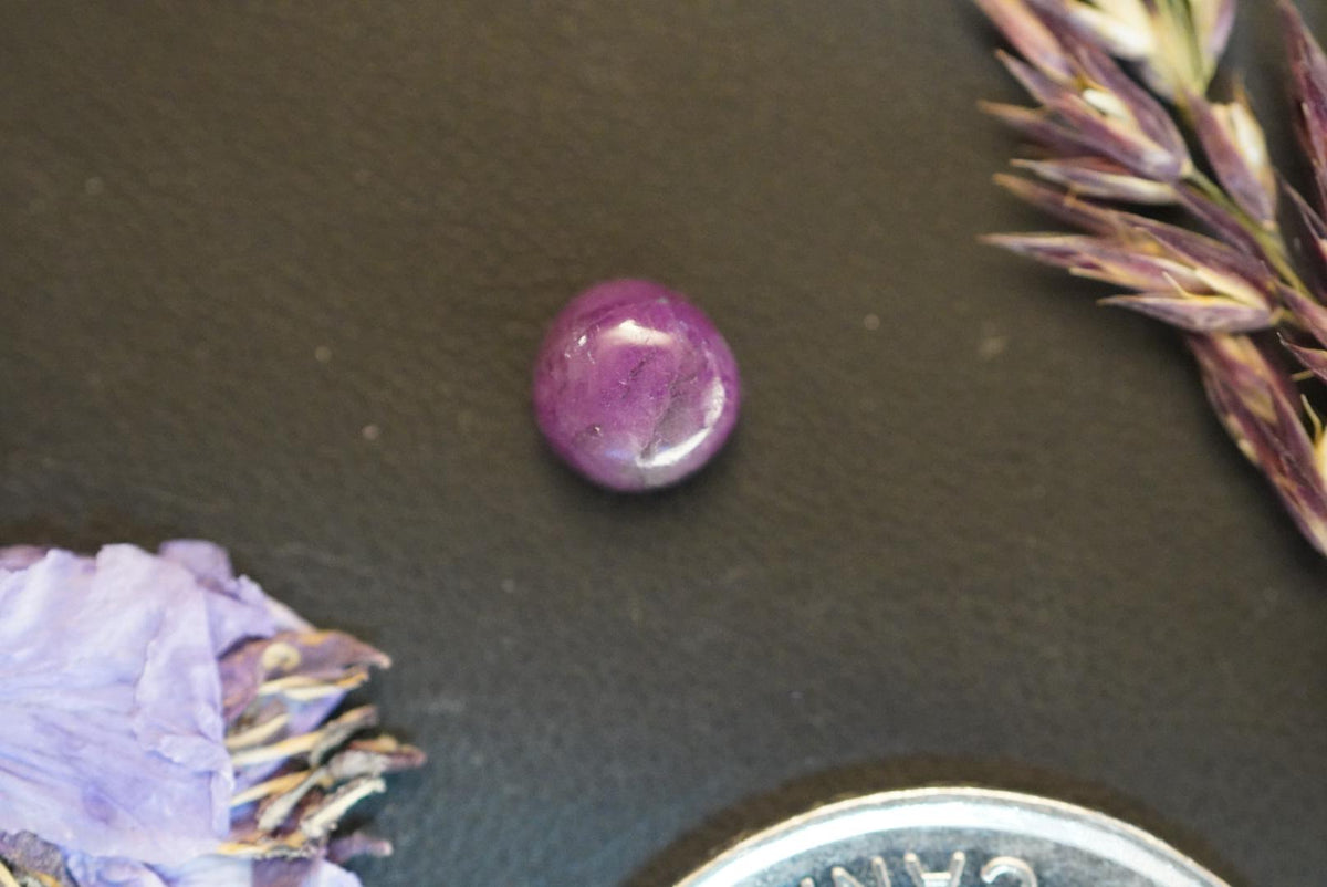Corundum-Sapphire Cabochon, 6.25 x 3.5 mm, Handmade Round, from British Columbia, Canada