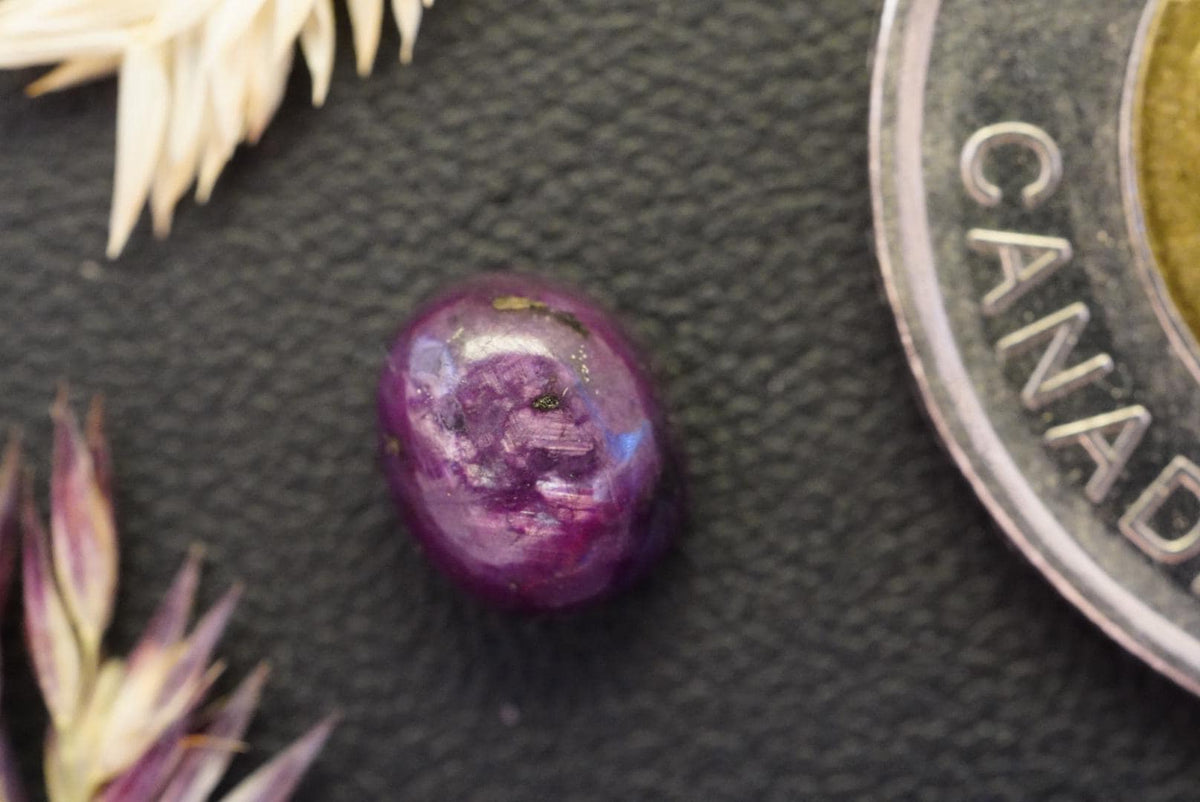 Corundum Ruby Cabochon, 8.0 x 6.5 mm Handmade Oval, from Newfoundland and Labrador, Canada