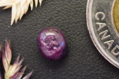 Corundum Ruby Cabochon, 8.0 x 6.5 mm Handmade Oval, from Newfoundland and Labrador, Canada
