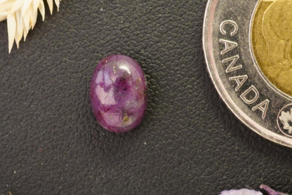 Corundum-Sapphire Cabochon, 9.5 x 7.25 mm, Handmade Oval, from Newfoundland and Labrador, Canada