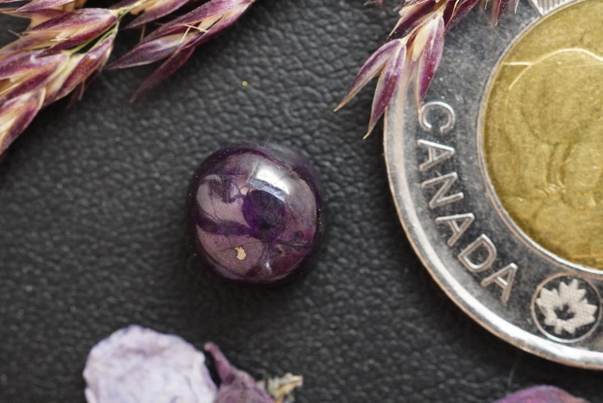 Corundum-Sapphire Cabochon, 9 x 5.5 mm, Handmade Round, from Newfoundland and Labrador, Canada