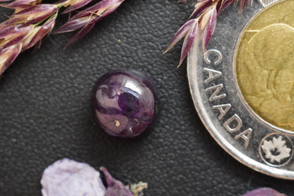Corundum-Sapphire Cabochon, 9 x 5.5 mm, Handmade Round, from Newfoundland and Labrador, Canada