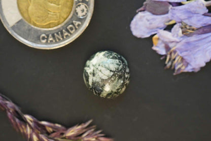 Flower Stone Cabochon, 14 x 6 mm, Handmade Round, from British Columbia, Canada