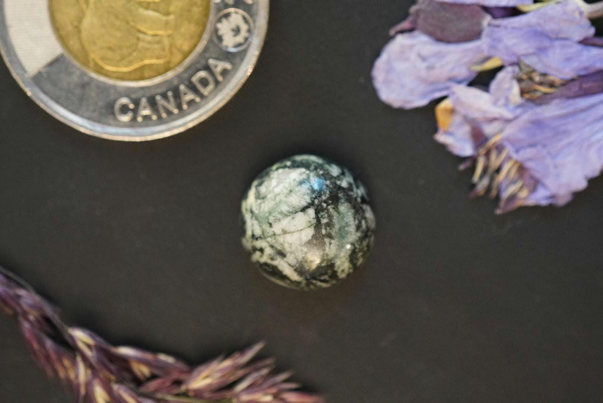 Flower Stone Cabochon, 14 x 6 mm, Handmade Round, from British Columbia, Canada