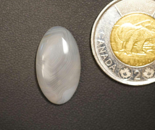 Cabochon en agate, 24 x 14 mm, ovale fait main, de Colombie-Britannique, Canada