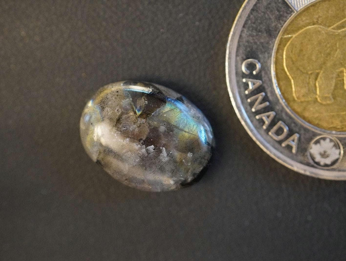 Labradorite Cabochon, 17 x 13 mm, Handmade Oval, from Newfoundland and Labrador, Canada